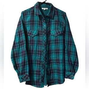 Serengeti Size Small Plaid Green Button Down Shirt